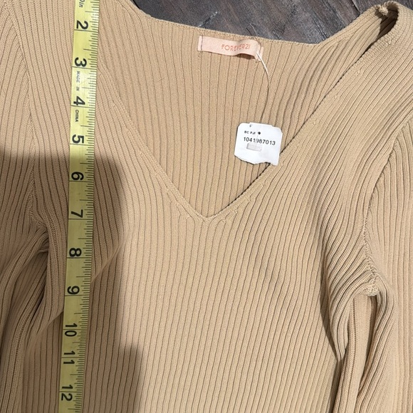 Sexy Deep  Neck Ribbed Pullover Top Side Laces - Picture 11 of 12